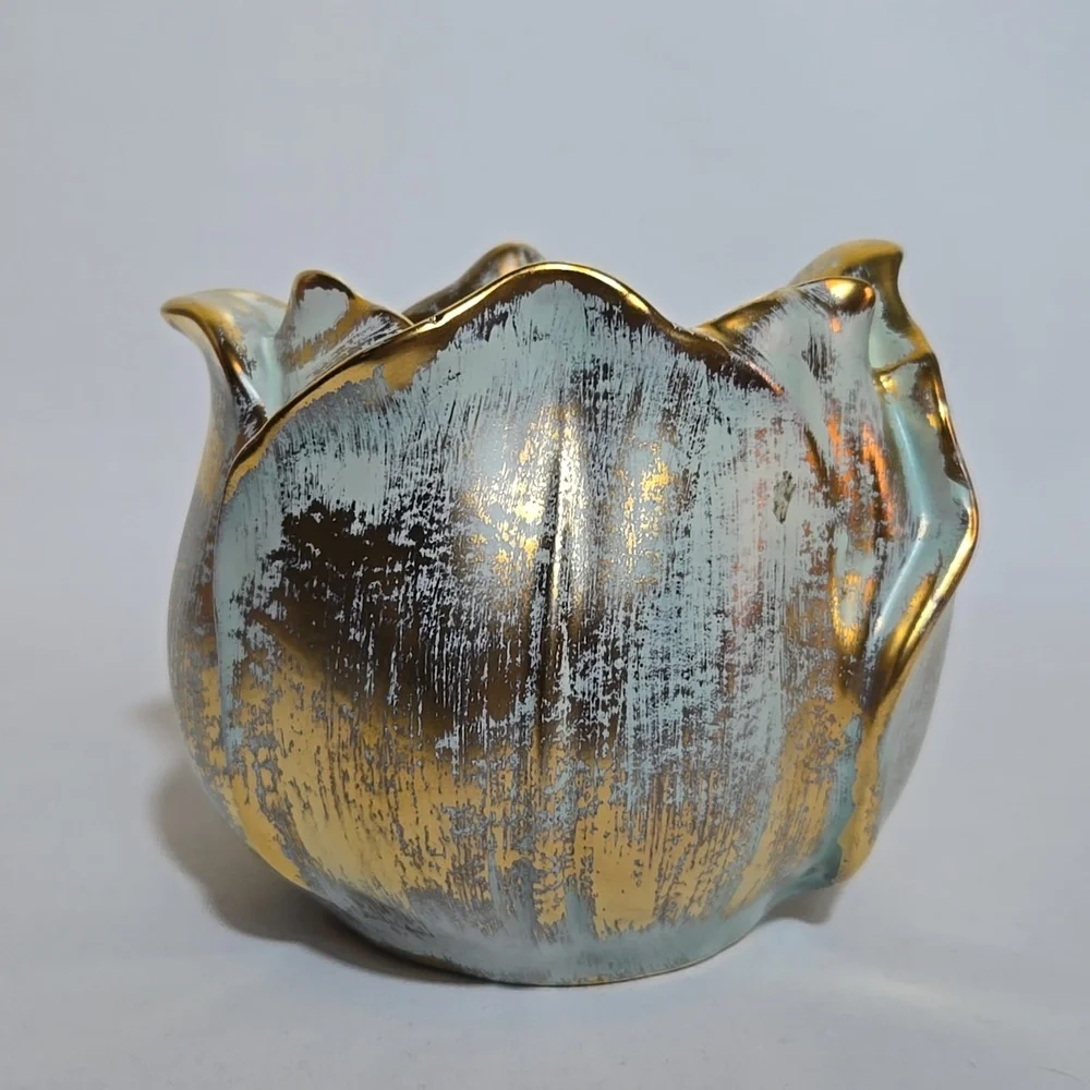 Stangl Vintage 1960s Hand Painted Antique Gold Tulip Vase 5144 MCM Regency‎